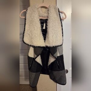 Me Jane Gray and White Faux Fur Vest